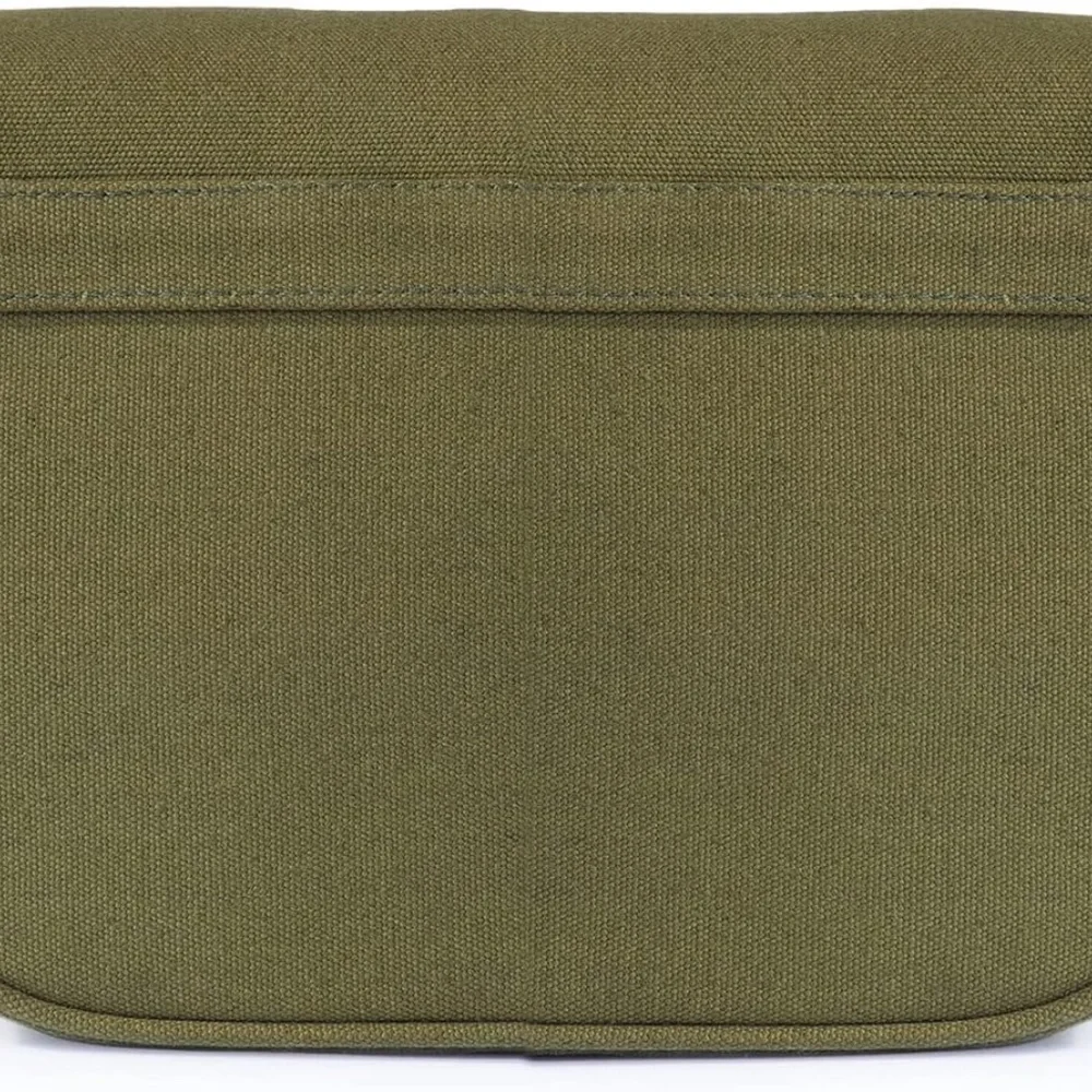Green Camera Bag with Brown Accents